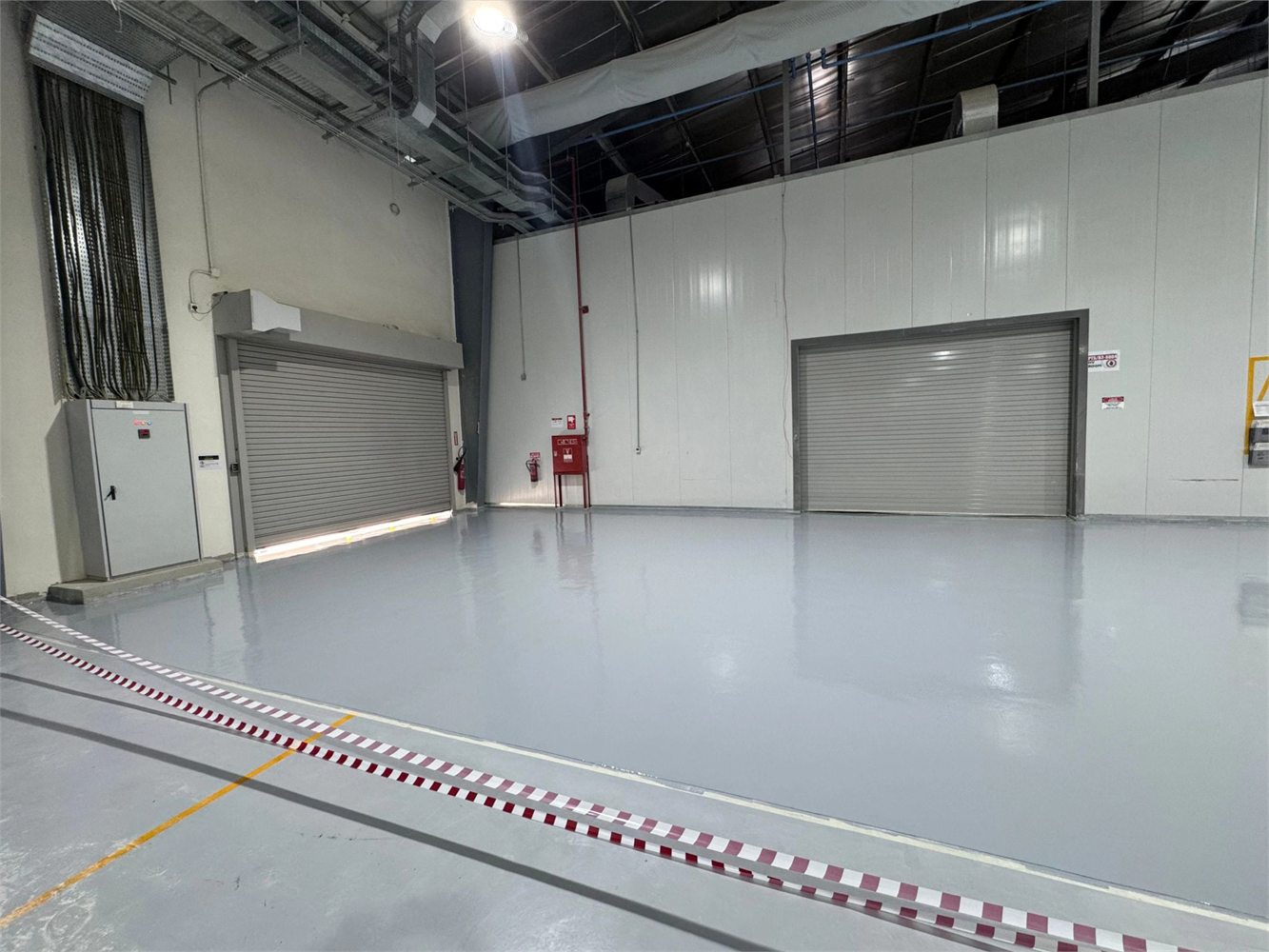 Completed light grey industrial resin floor