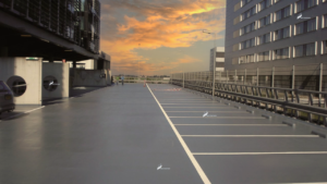 Outdoor garage polyurea floor