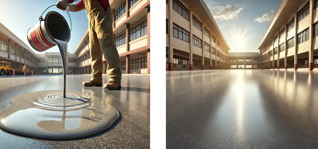Self-leveling school floor