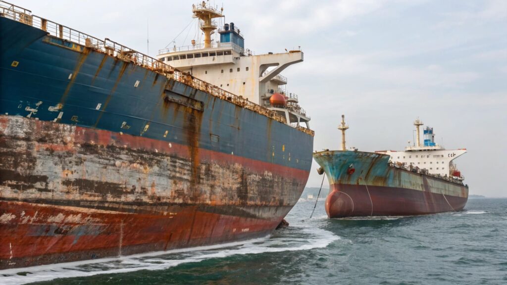 ships face relentless attack from the harsh marine