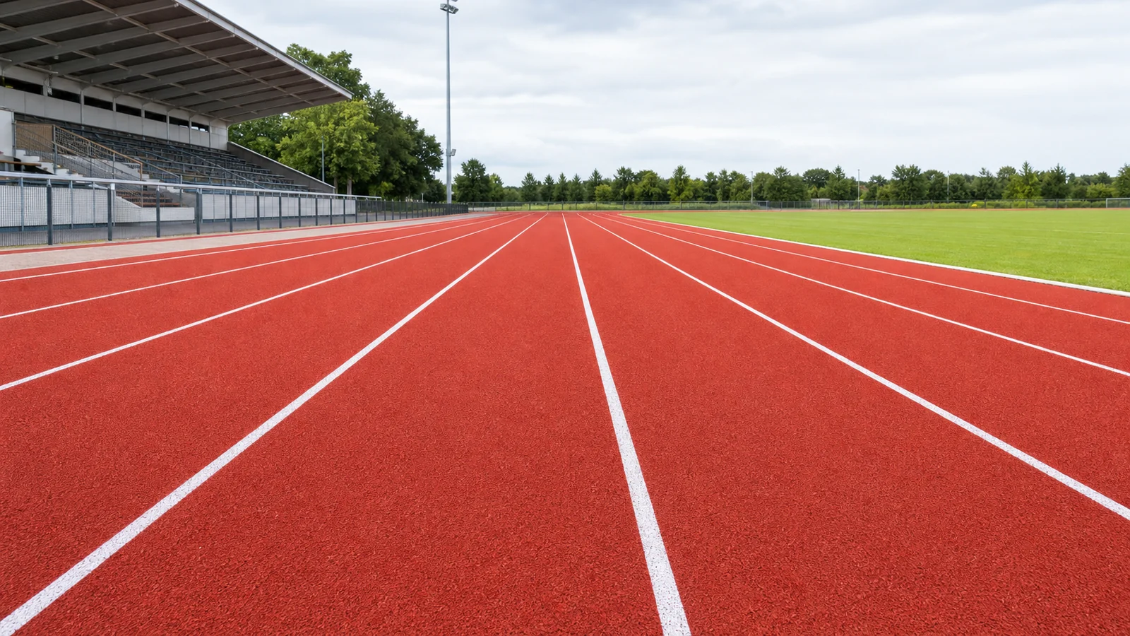 Professional running track straightaway