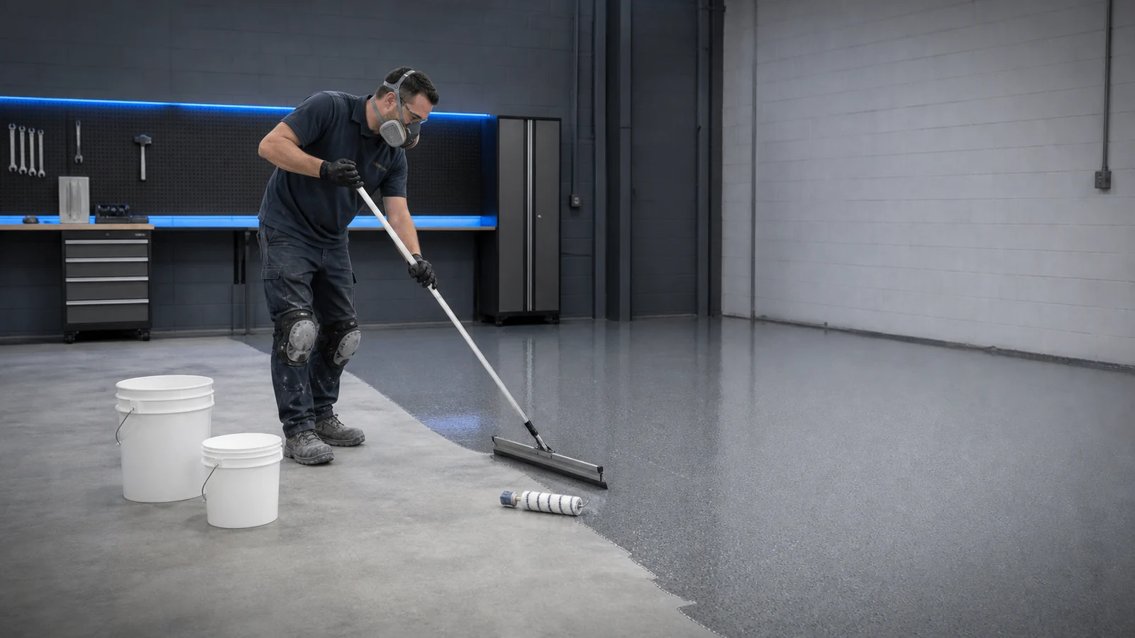 Professional floor coating application