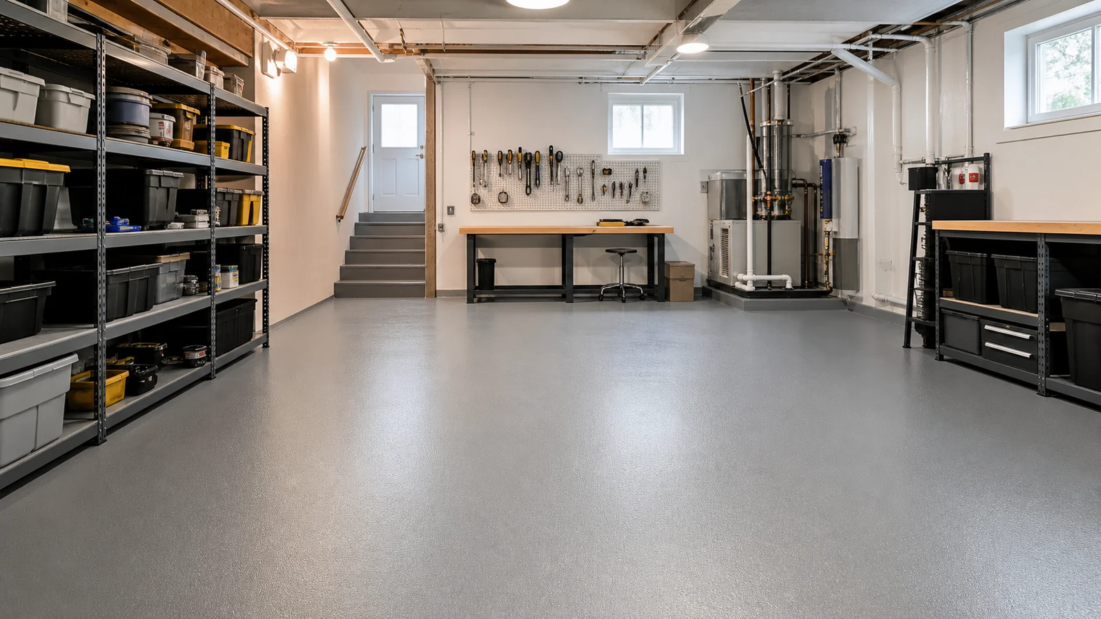 Residential basement polyurea floor