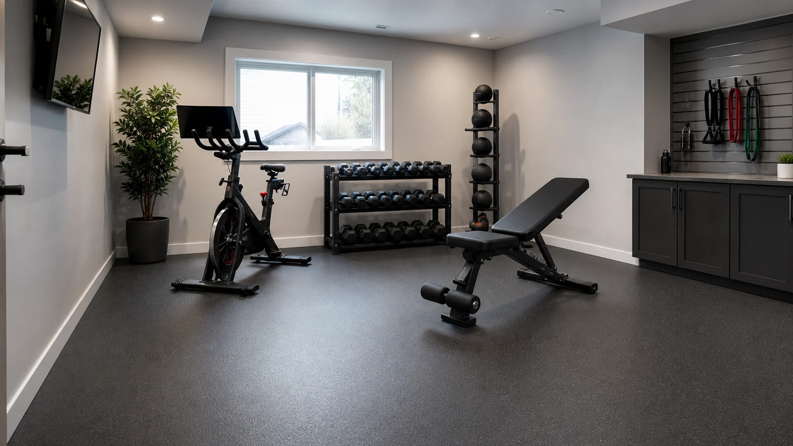 Resin floor in a home gym