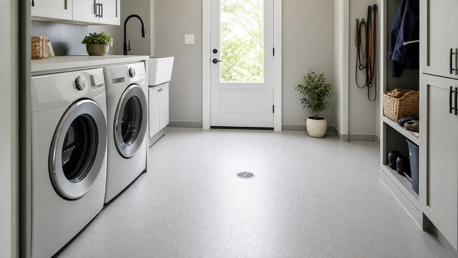 Water-resistant laundry room floor