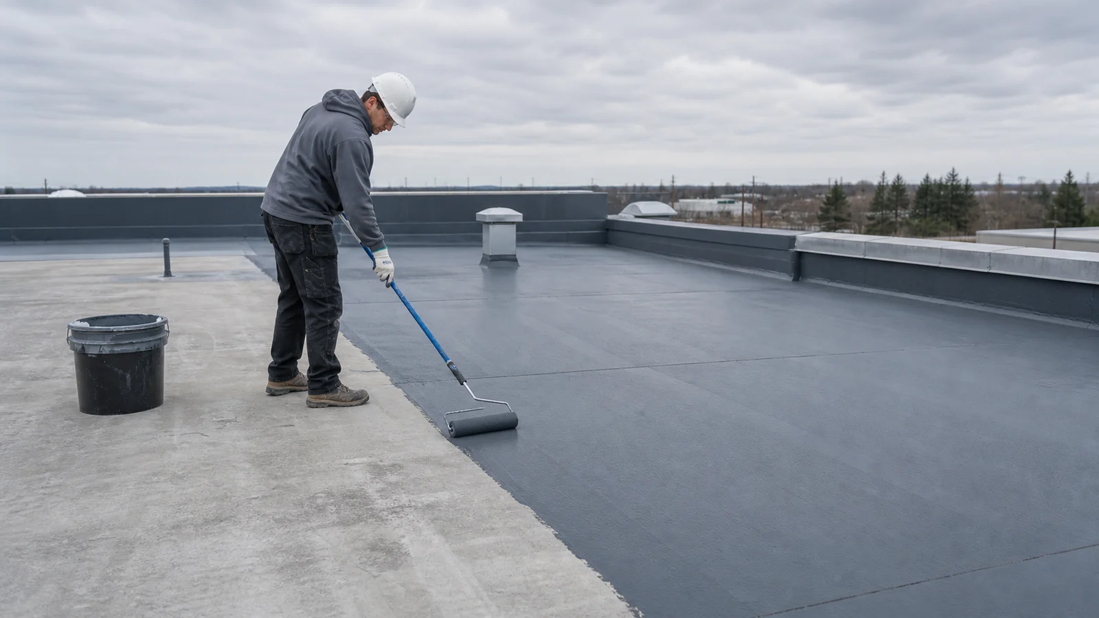 Roof waterproofing membrane application