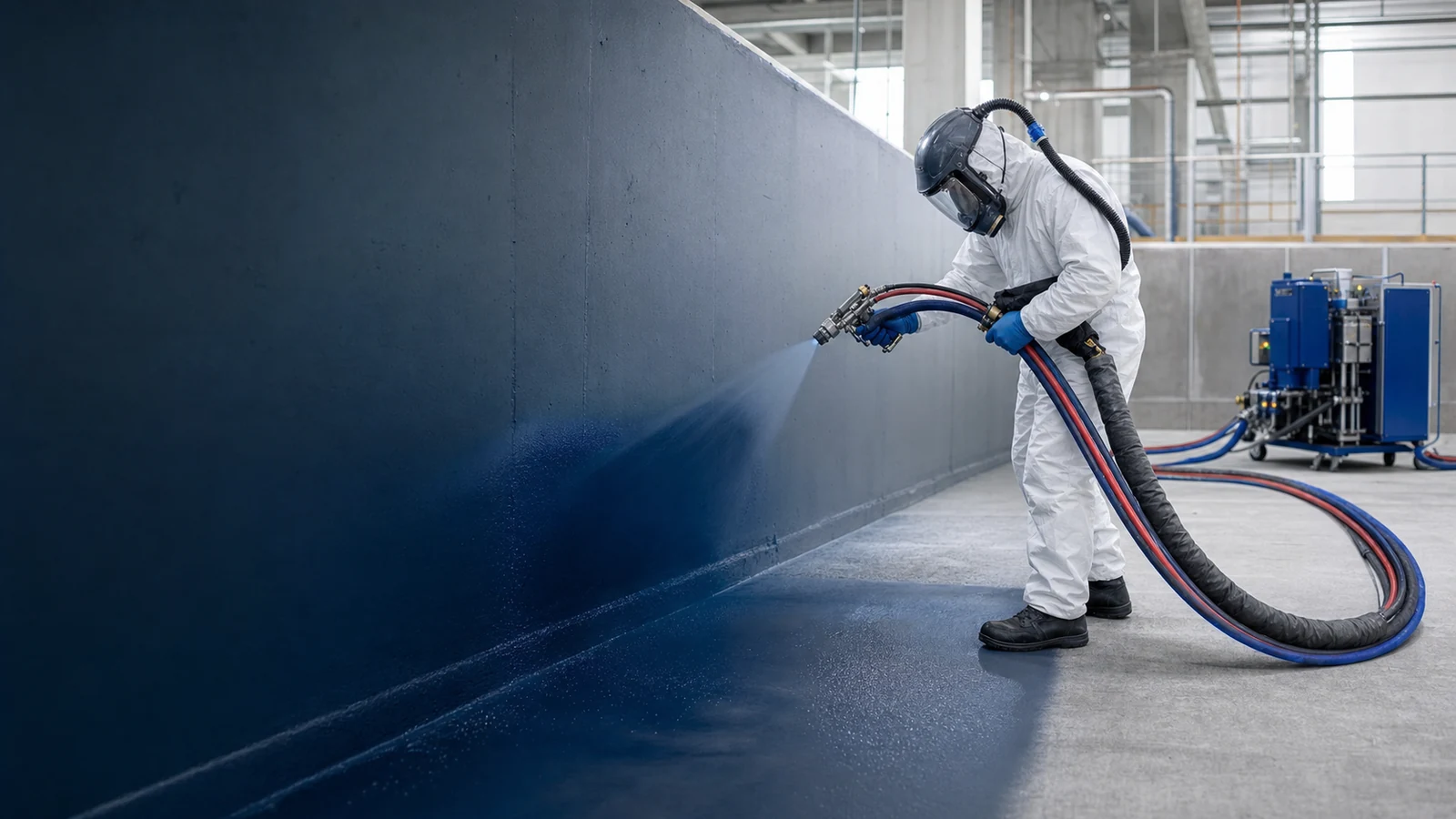 Professional plural-component spray polyurea application